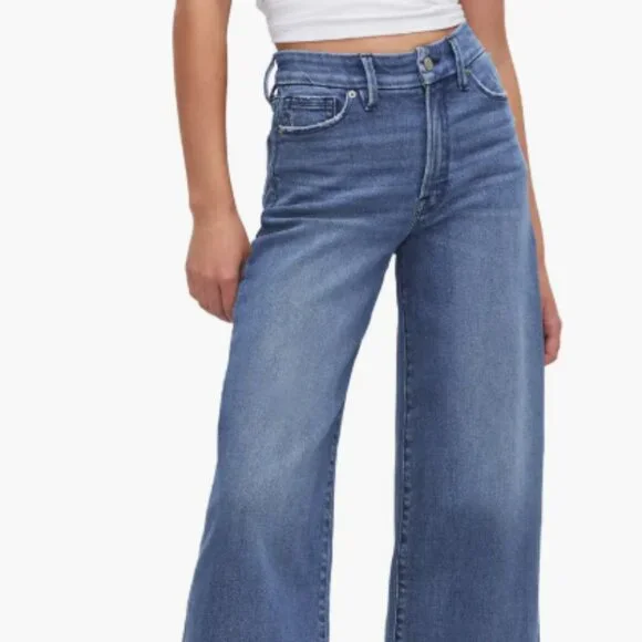 Good American Good Waist Palazzo Crop Jeans Sz 18 NWT - Picture 2 of 13